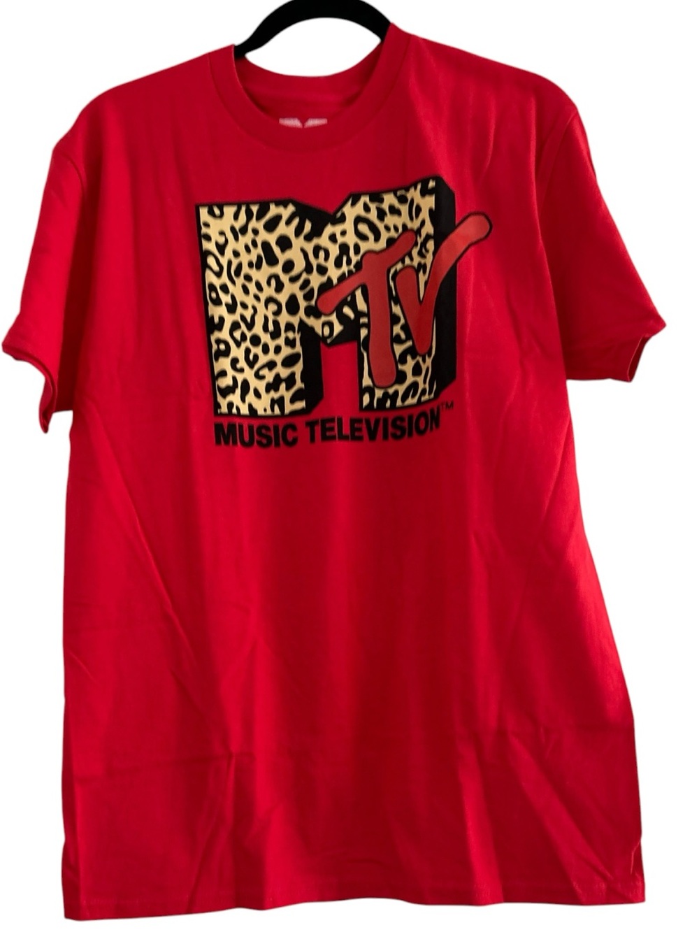 MTV Leopard Logo Red Adult Unisex Graphic Tee Oversized